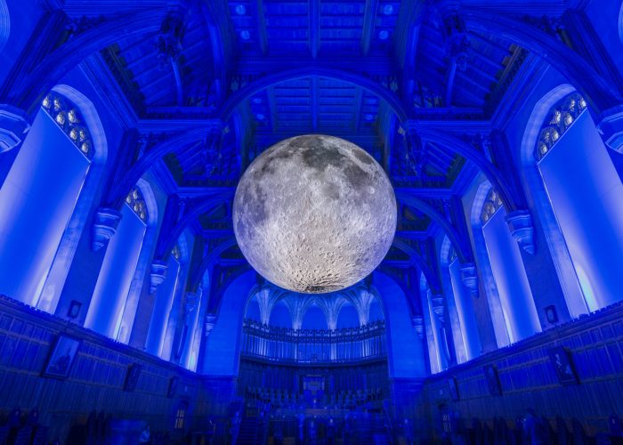 Luke Jerram’s Museum of the Moon at the University of Bristol, Bristol, UK
A large balloon covered in images of the surface of the moon from NASA has been installed in the Great Hall of the Wills Memorial Building at the University of Bristol by local artist Luke Jerram. The installation is called the Museum of the Moon and is to mark the investiture of the new Chancellor, Sir Paul Nurse.
23rd March 2017.
Carolyn Eaton/Alamy News Live